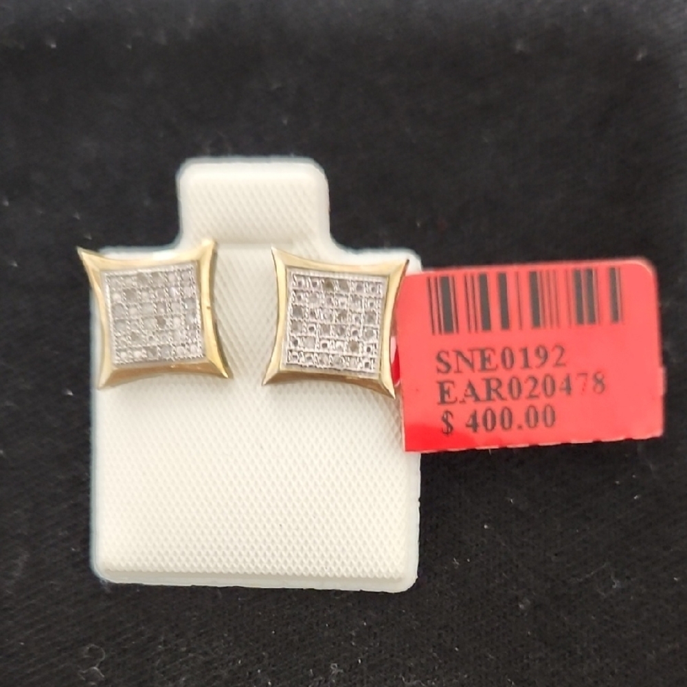 Men's Square Diamond Stud Earrings 0.14 CT